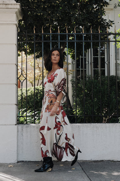 VESTIDO LÍRICA IVORY BURGUNDY
