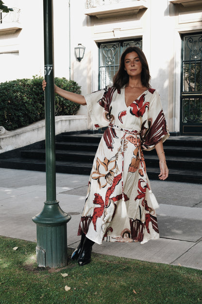 VESTIDO LÍRICA IVORY BURGUNDY