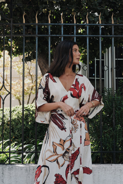 VESTIDO LÍRICA IVORY BURGUNDY