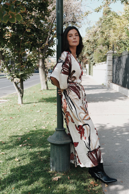 VESTIDO LÍRICA IVORY BURGUNDY