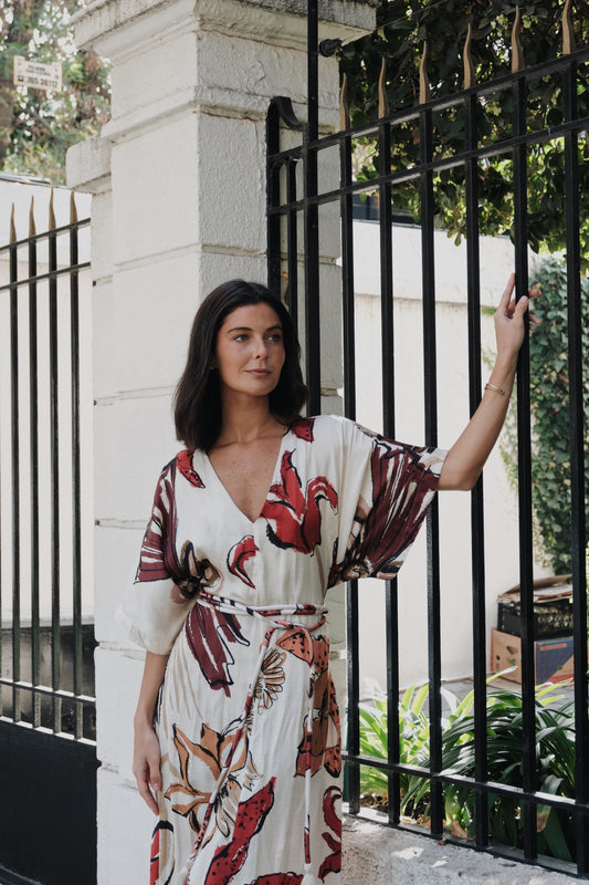 VESTIDO LÍRICA IVORY BURGUNDY