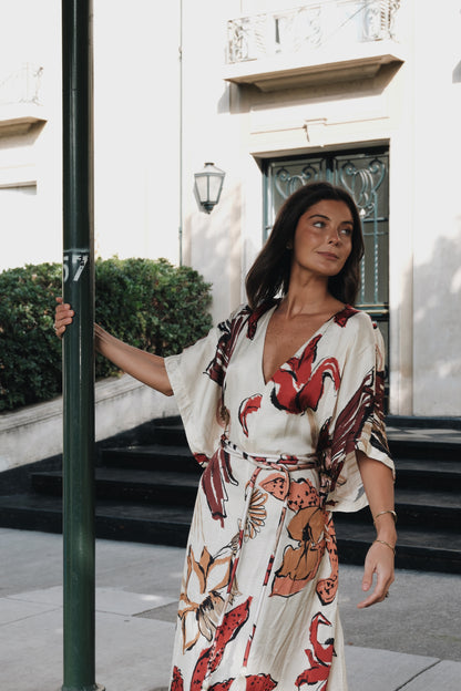 VESTIDO LÍRICA IVORY BURGUNDY