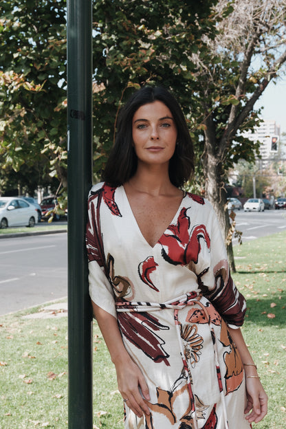 VESTIDO LÍRICA IVORY BURGUNDY